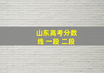 山东高考分数线 一段 二段